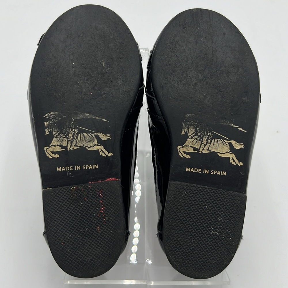 BURBERRY GIRLS PATENT LEATHER NOVA CHECK BLACK BALLERINA FLAT SZ 5C - Picture 10 of 15